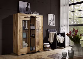 Massivholz Highboard I 103x135x40cm RUSTIC Wildeiche geölt Hirnholz von Casademobila Goslar
