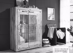 Massivholz Highboard I 103x135x40cm RUSTIC Wildeiche geölt Hirnholz von Casademobila Goslar