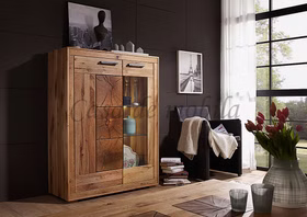 Massivholz Highboard I 103x135x40cm RUSTIC Wildeiche geölt Hirnholz von Casademobila Goslar