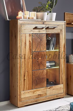 Massivholz Highboard I 103x135x40cm RUSTIC Wildeiche geölt Hirnholz von Casademobila Goslar
