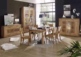 Massivholz Highboard II 150x135x40cm RUSTIC Wildeiche geölt Hirnholz von Casademobila Goslar