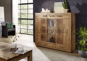 Massivholz Highboard II 150x135x40cm RUSTIC Wildeiche geölt Hirnholz von Casademobila Goslar