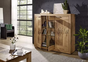 Massivholz Highboard II 150x135x40cm RUSTIC Wildeiche geölt Hirnholz von Casademobila Goslar