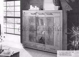 Massivholz Highboard II 150x135x40cm RUSTIC Wildeiche geölt Hirnholz von Casademobila Goslar