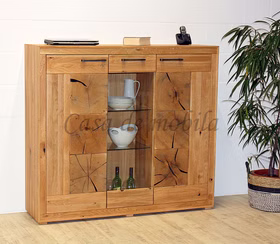 Massivholz Highboard II 150x135x40cm RUSTIC Wildeiche geölt Hirnholz von Casademobila Goslar