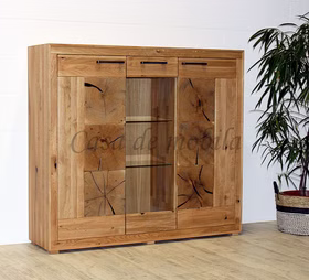 Massivholz Highboard II 150x135x40cm RUSTIC Wildeiche geölt Hirnholz von Casademobila Goslar
