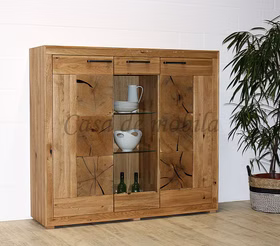 Massivholz Highboard II 150x135x40cm RUSTIC Wildeiche geölt Hirnholz von Casademobila Goslar