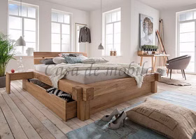 Schubladen für Balkenbett WOODSTOCK Wildeiche massiv geölt von Casademobila Goslar