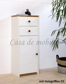 Kommode 47x123x33cm CONTRA Kiefer weiß lackiert / Wildeiche geölt Casademobila Goslar