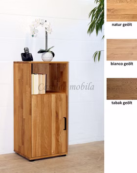 Massivholz Kommode 1 türig schmal mit fach 46x102x40cm MIDO Eiche massiv geölt von Casademobila Goslar