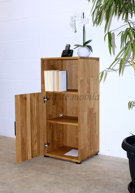Massivholz Telefonschrank 1 türig schmal mit fach MIDO 46x100x40cm Eiche massiv natur geölt Casa de mobia Goslar