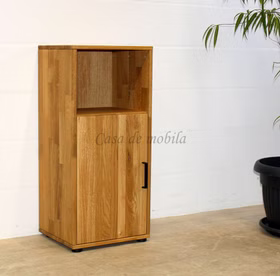 Flurkommode 1-türig schmal, Bücherfach MIDO 46x100x40cm Eichenholz massiv geölt Casa de mobia Goslar