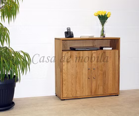 Massivholz Telefonschrank 2türig mit fach geringe tiefe MIDO 90x84x32cm Eiche massiv natur geölt von Casademobila Goslar