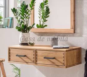 Massivholz Hängekonsole mit schubladen 90x22x40cm MIDO Eiche massiv natur geölt von Casademobila Goslar