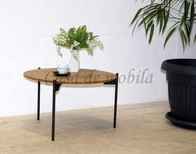 Beistelltisch rund 55x33cm ASSUAN Asteiche geölt Metallbeine Stubentisch rund ⌀55x33cm ASSUAN Asteiche massiv natur geölt Metallbeine von Casa de mobila Goslar