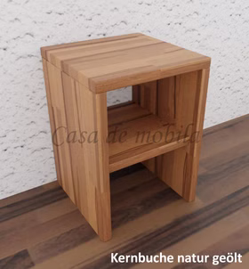 Massivholz Nachttisch mit Ablage CONTRA 33x46x33cm Kernbuche massiv natur geölt von Casa de mobila Goslar