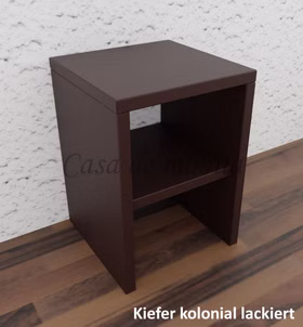 Massivholz Nachttisch mit Ablage CONTRA 33x46x33cm Kiefer massiv dunkelbraun cuba kolonial lackiert von Casa de mobila Goslar