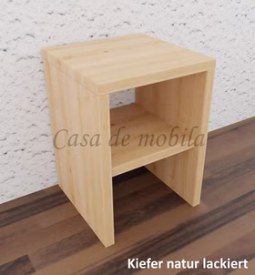 Massivholz Nachttisch mit Ablage CONTRA 33x46x33cm Kiefer massiv natur lackiert von Casa de mobila Goslar