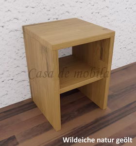 Massivholz Nachttisch mit Ablage CONTRA 33x46x33cm wildeiche massiv natur geölt von Casa de mobila Goslar