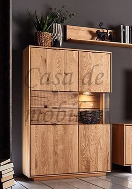 Highboard links 87x140x40cm WALBORG Eiche massiv geölt von Casademobila Goslar