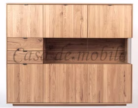 Geschirrschrank links 172x140x40cm WALBORG schubladen front sägerau Eiche massiv geölt von Casademobila Goslar