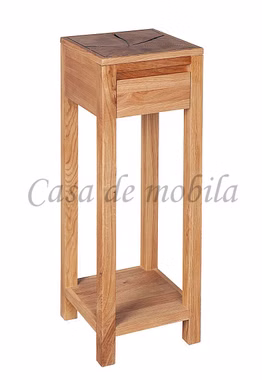Blumentisch 30x90x30cm HARZ Wildeiche massiv geölt Hirnholz von Casademobila Goslar Blumenhocker mit schublade und ablageboden 30x90x30cm HARZ eiche massiv geölt Hirnholz von Casa de mobila Goslar