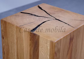 Blumenhocker mit Stirnholz 30x81x30cm HARZ Wildeiche massiv natur geölt von Casademobila Goslar