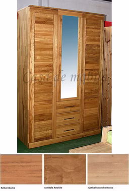 Massivholz Kleiderschrank 3türig CASERA 153x235x61cm Kernbuche, Asteiche natur oder Bianco geölt Wimmer Casa de Mobila Goslar