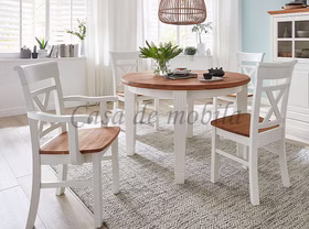 Tischgruppe landhaus rund 120x76x120cm OAKDALE Birke massiv reinweiß / Wildeiche massiv geölt von Casademobila Goslar Tischgruppe landhaus rund 120x76x120cm OAKDALE Birke massiv reinweiß / Wildeiche massiv geölt von Casademobila Goslar