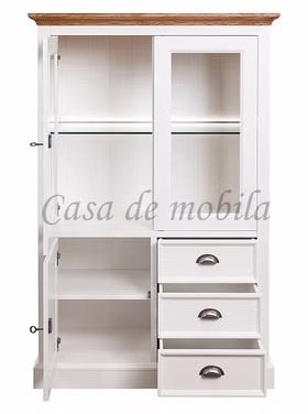 Highboard 102x154x48cm OAKDALE Birke / MDF weiß / Wildeiche natur geölt von Casademobila Goslar