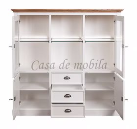 Highboard 160x154x48cm OAKDALE Birke / MDF weiß / Wildeiche natur geölt von Casademobila Goslar