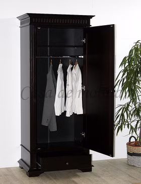 Massivholz Kleiderschrank DAHLIA landhaus 1türig Fichte massiv wenge kolonialstil braun bei Casa de mobila Goslar