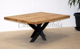Massivholz Wohnzimmertisch PLATO 110x46x75cm Eichenholz massiv geölt gerade Kante Spinnenfuß von Casademobila Goslar Massivholz Wohnzimmertisch PLATO 110x46x75cm Eichenholz massiv geölt gerade Kante Metallgestell von Casademobila Goslar