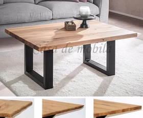Couchtisch 110x46x75cm PLATO Wildeiche massiv geölt U-Gestell schwarz von Casademobila Goslar