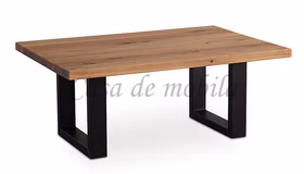 Massivholz Wohnzimmertisch PLATO 110x46x75cm Wildeiche massiv geölt gerade Kante U-Gestell schwarz von Casademobila Goslar
