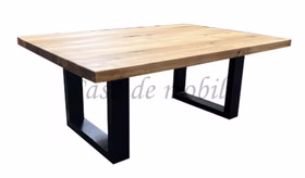 Massivholz Stubentisch PLATO 110x46x75cm Wildeiche massiv geölt gerade Kante U-Gestell schwarz von Casademobila Goslar