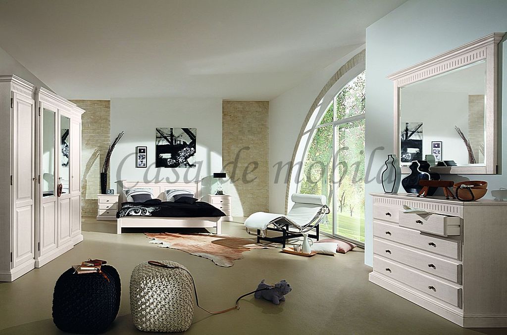 Massivholz Schlafzimmer HIDDENSEE 6 Teilig Bett 180x200 Pinie massiv weiß decape sandfarbe mediterano honig