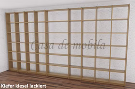 Bücherregal 446x236x21cm CONTRA Massivholz Bibliothek Massivholz Bibliothek Regal Bücherregal CONTRA 446x236x21cm kiefer massiv kiesel Casa de mobila Goslar