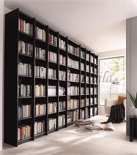 Bücherregal 446x236x21cm CONTRA Massivholz Bibliothek Massivholz Bücherschrank CONTRA 446x236x21cm kiefer massiv schwarz lackiert Casa de mobila Goslar