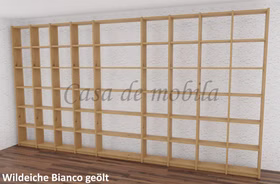 Bücherregal 446x236x21cm CONTRA Massivholz Bibliothek Massivholz Bibliothek Regal geringe tiefe CONTRA 446x236x21cm Wildeiche massiv Bianco geölt Casa de mobila Goslar