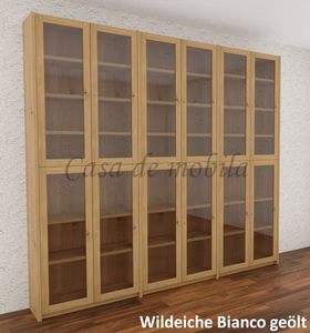 Bücherschrank mit glastüren 262x236x33cm CONTRA wildeiche massiv weiß bianco geölt Massivholz Bücherschrank mit glastüren 262x236x33cm CONTRA wildeiche massiv weiß bianco geölt von Casademobila Goslar