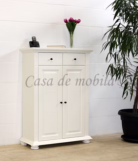 Massivholz Flurkommode MONA Landhaus 86x120x37cm Fichte massiv altweiß lackiert von Casademobila Goslar