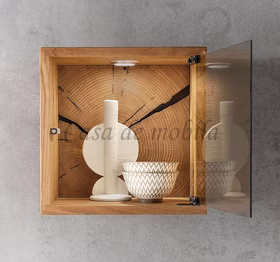 vitrine quadratisch klein wildeiche massiv hirnholz led-strahler casademobila goslar