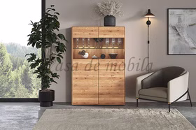 Massivholz schrank mit glastüren II 100x145x40cm GOSE 2türig Wildeiche massiv natur geölt Casademobila Goslar