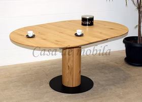 Ausziehtisch rund BALI Ø110/120x75cm Wildeiche massiv natur geölt Casa de mobila Goslar