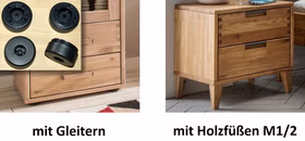 Fuesse Mido metall oder Eiche massiv natur, braun nußbraunfarben oder bianco geölt bei Casademobila Goslar skalik