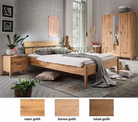 Komplettes Schlafzimmer Set 4teilig mit Bett 140x200cm MIDO Eiche massiv geölt Casa de mobila Goslar