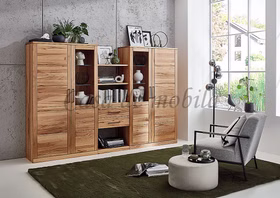 Massivholz Esszimmer-schrank mit regal 227x173x40cm PALERMO Kernbuche massiv natur geölt Casa de mobila Goslar