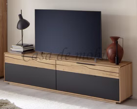 TV-Lowboard FÖHR 213x55x45cm Wildeiche massiv Roheffekt geölt Lack carbon Alois Garthaus casademobila Goslar