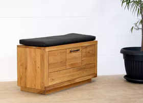 Schuhkommode niedrige höhe mit klapptür WINDSOR 99x50x40cm Eiche massiv Natur geölt Casa de mobila Goslar